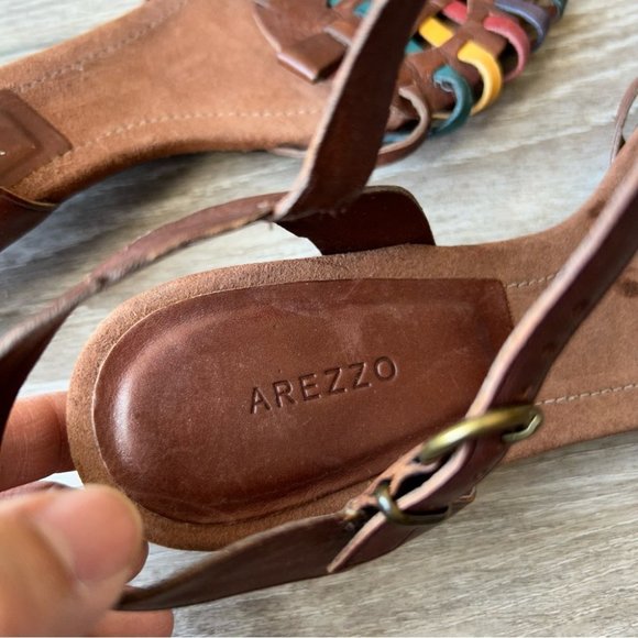 Arezzo Colourful Leather Huarache Strappy Sandal - Picture 7 of 13